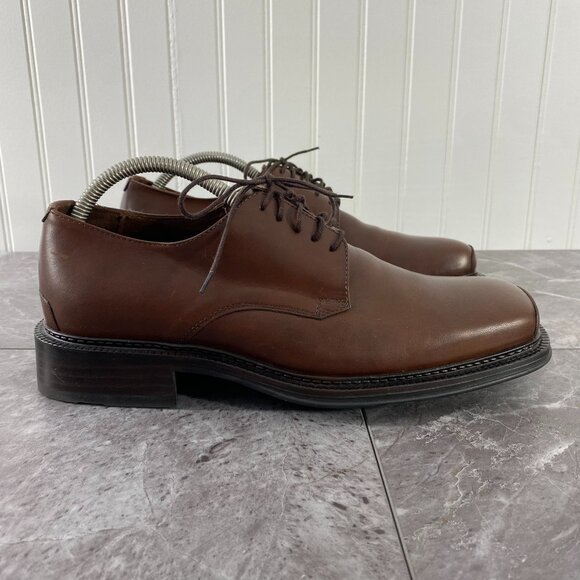 Bachrach Shoes‎ Men\'s Size 9.5 D Brown Leather Lace Up Dress Square Toe Italy main image 10
